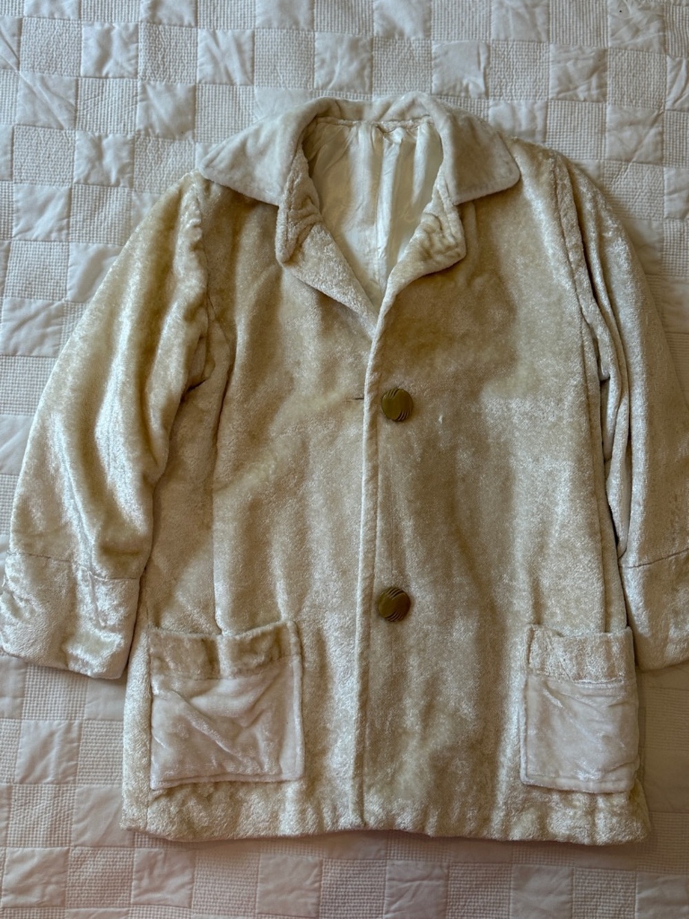 Vintage Cream Plush Pea Coat